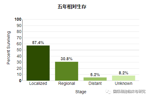 不同分型非小细胞肺癌患者五年生存率