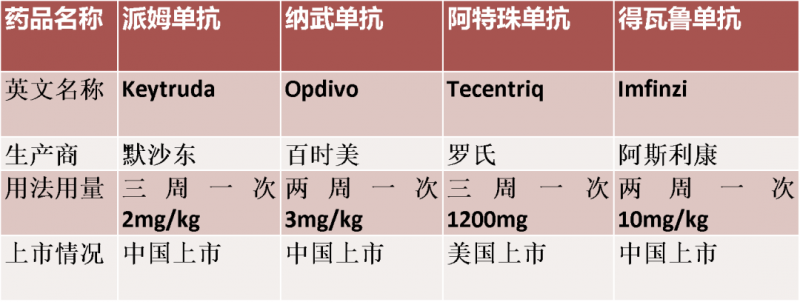 肺癌免疫治疗药物