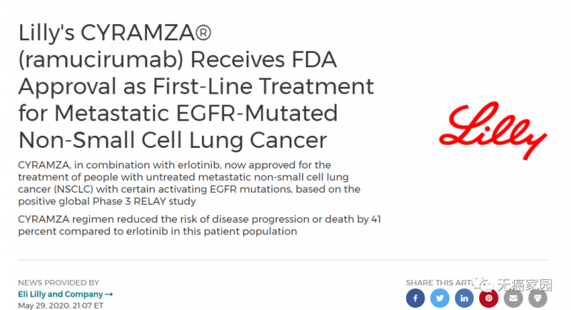 Cyramza联合erlotinib一线治疗EGFR突变肺癌