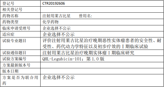 莱古比星临床试验信息