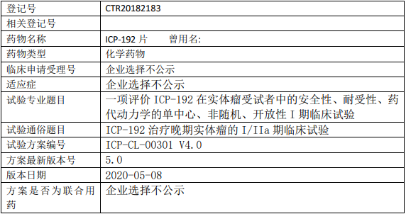 ICP192临床试验信息