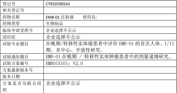 EMB-01临床试验