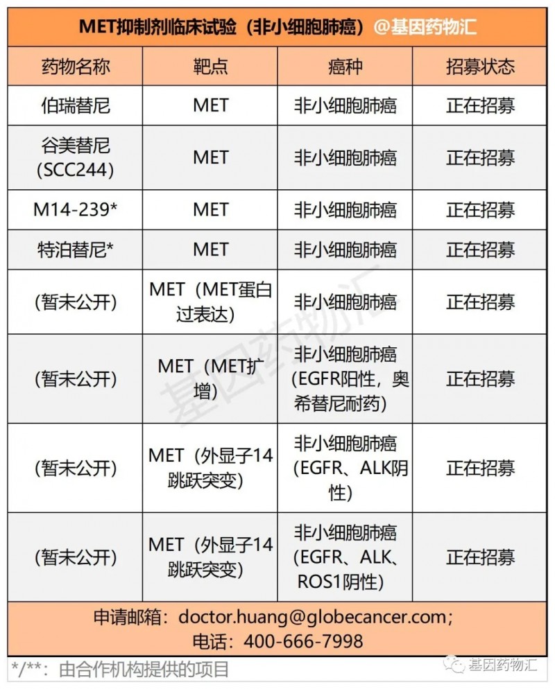 非小细胞肺癌MET抑制剂临床试验