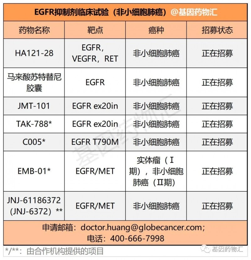 非小细胞肺癌EGFR抑制剂临床试验