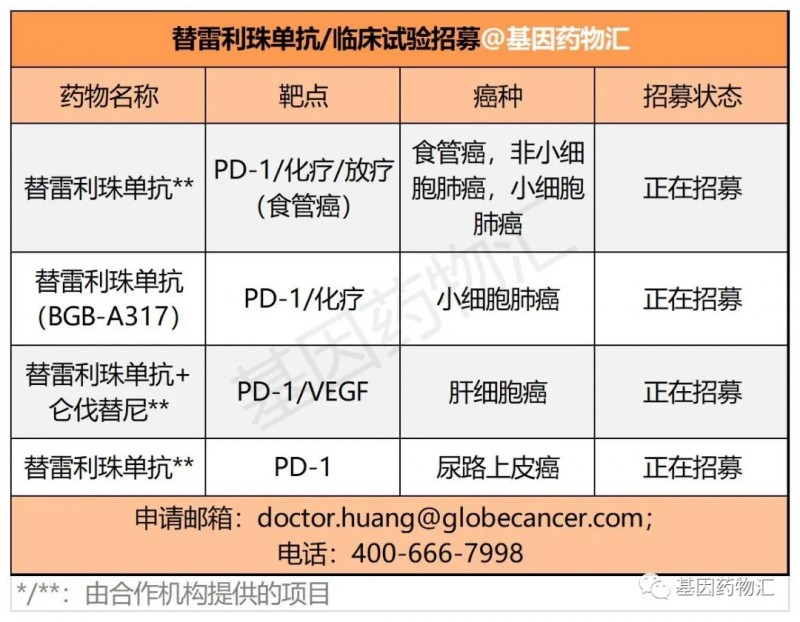 替雷利珠单抗临床试验