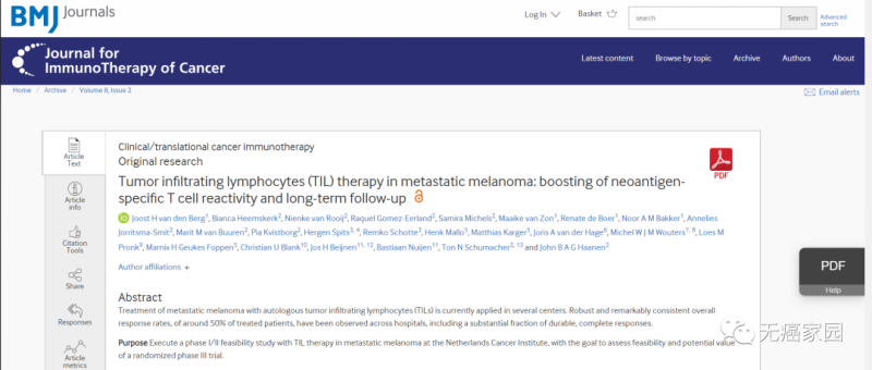 Journal for immunotherapy of cancer杂志