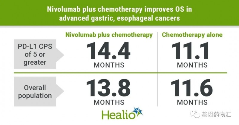 纳武单抗一线治疗PD-L1表达阳性的胃及胃食管结合部腺癌的数据