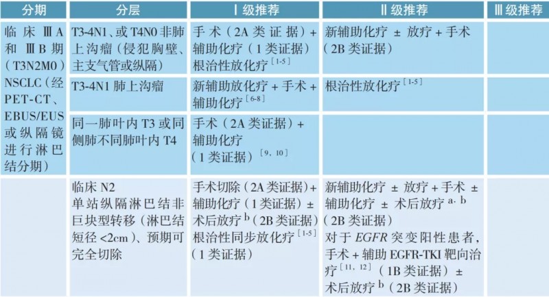 ⅢA 或ⅢB(T3N2M0)期非小细胞肺癌(可手术)的治疗方案