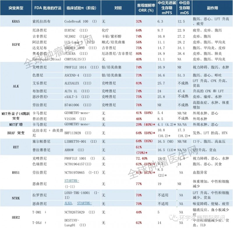 FDA批准的肺癌靶向药物药品信息汇总