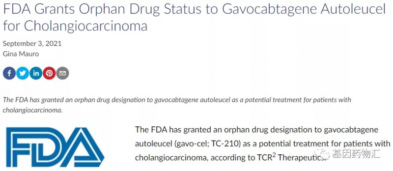 FDA授予TC-210孤儿药称号