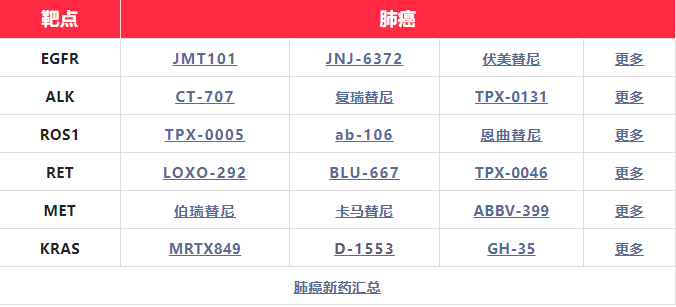 肺癌新药汇总