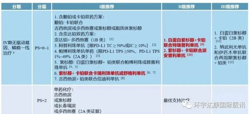 Ⅳ期无驱动基因、鳞癌的一线治疗