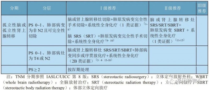 孤立脑或肾上腺转移非小细胞肺癌的治疗