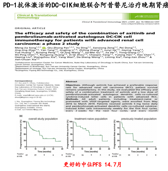 CIK细胞疗法治疗肾癌的数据