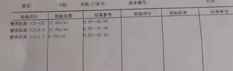 卵巢癌检验报告