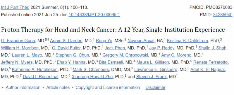 质子治疗头颈癌的报道
