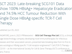 TCR-T细胞疗法SCG101自体T细胞注射液治疗肝癌肿瘤缩小74.5%