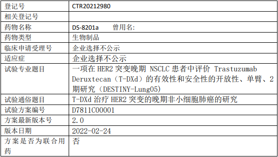 DS8201临床试验(HER2突变的晚期非小细胞肺癌)