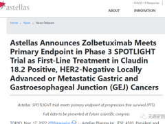 CLDN18.2(Claudin18.2)靶向药Zolbetuximab大型3期试验达主要终点,该药可以显著降低患者死亡风险