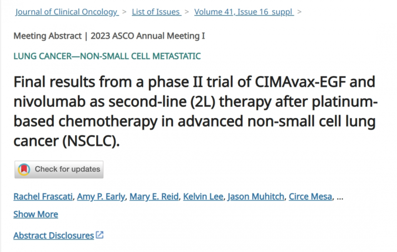 CIMAvax-EGF疫苗联合纳武单抗治疗数据