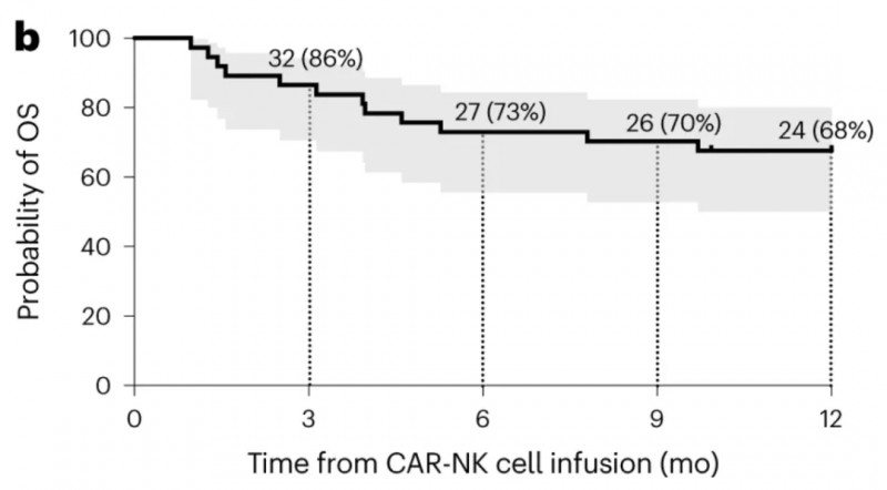 CAR19、IL-15 NK细胞疗法治疗数据