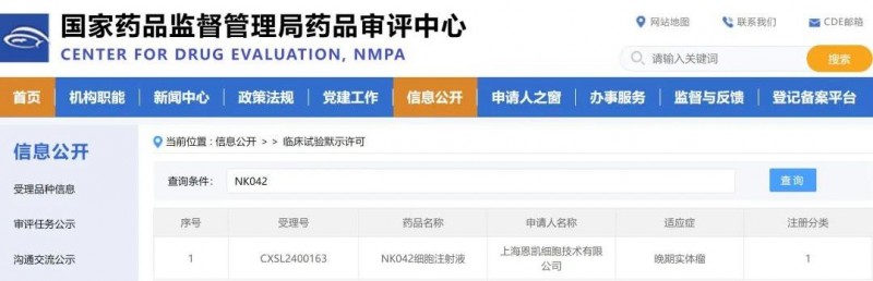 NK042临床试验获批