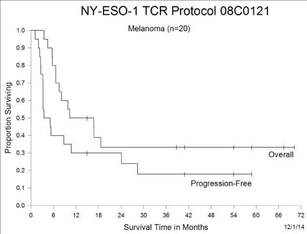 NY-ESO-1 TCR细胞疗法治疗20例黑色素瘤的数据