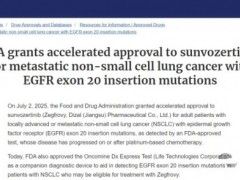 国产首款EGFR ex20ins肺癌新药舒沃替尼(Sunvozertinib、DZD9008)在中美双获批