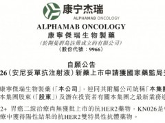 2025年9月11日国家药监局受理HER2双抗KN026(安尼妥单抗注射液)用于治疗胃/胃食管结合部腺癌的上市申请