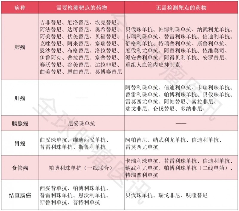 基因检测及靶向药一览表