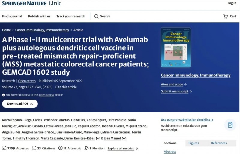 DC疫苗治疗结直肠癌的报道